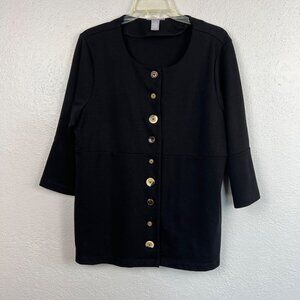 Modern Soul Women's Black New Stretch 3/4 Sleeve Jacket w/ Button Detail Size L